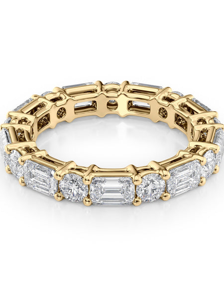 4ct Alternating Emerald and Round Basket Eternity YG