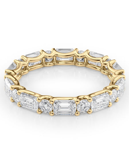 3.2ct Alternating Emerald and Round U Prong Eternity YG