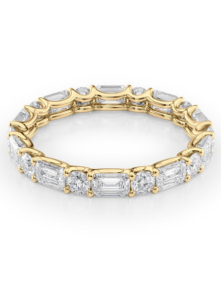 2.6ct Alternating Emerald and Round U Prong Eternity YG