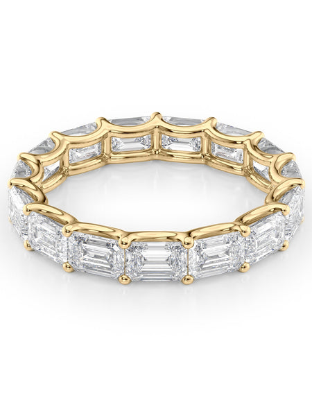 4.5ct East West Emerald U Prong Eternity YG