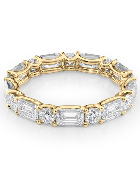 3.5ct Alternating Emerald and Round U Prong Eternity YG