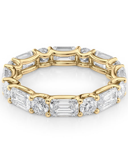 4.2ct Alternating Emerald and Round U Prong Eternity YG