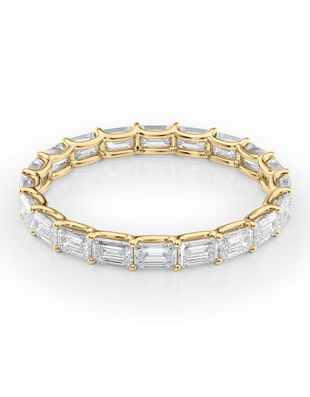 2ct East West Emerald U Prong Eternity YG