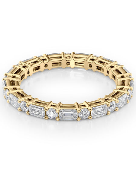 1.7ct Alternating Emerald and Round Basket Eternity YG