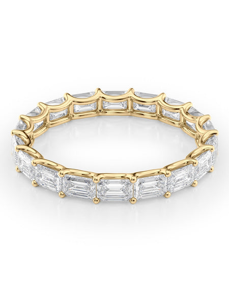 2.5ct East West Emerald U Prong Eternity YG