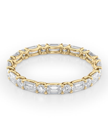 1.5ct Alternating Emerald and Round U Prong Eternity YG