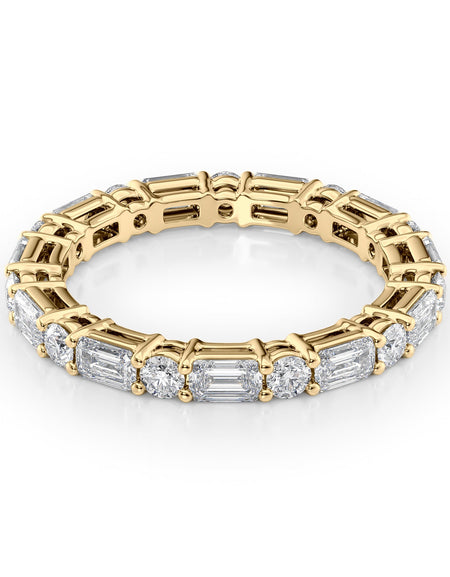 2.1ct Alternating Emerald and Round Basket Eternity YG