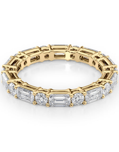 2.6ct Alternating Emerald and Round Basket Eternity YG