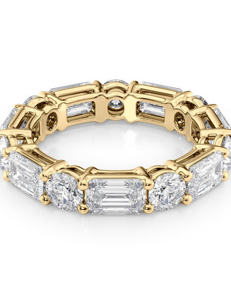 5ct Alternating Emerald and Round Basket Eternity YG