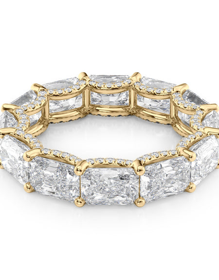 6.3ct East West Radiant U Pave Prong Eternity YG