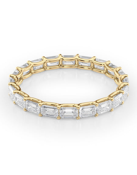 2ct East West Emerald U Prong Eternity YG