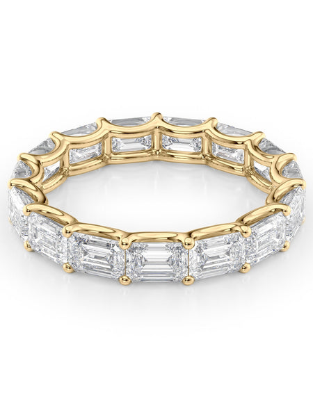 4.5ct East West Emerald U Prong Eternity YG