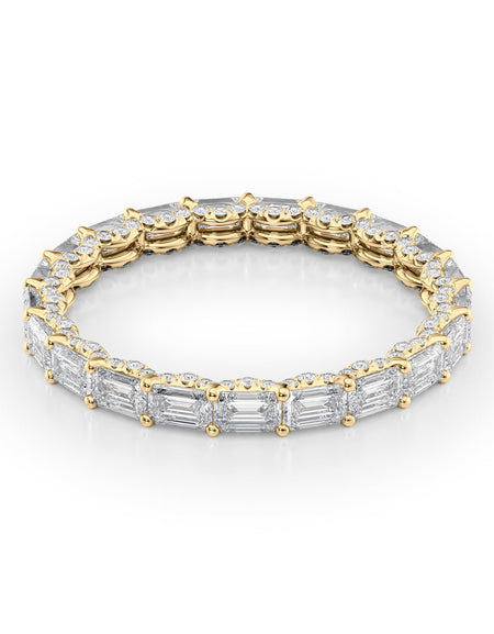 2.3ct East West Emerald U Pave Prong Eternity YG