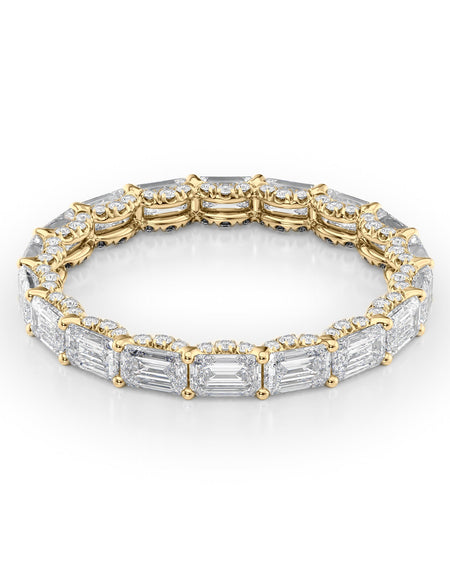 2.8ct East West Emerald U Pave Prong Eternity YG