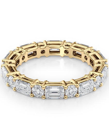 3.3ct Alternating Emerald and Round Basket Eternity YG