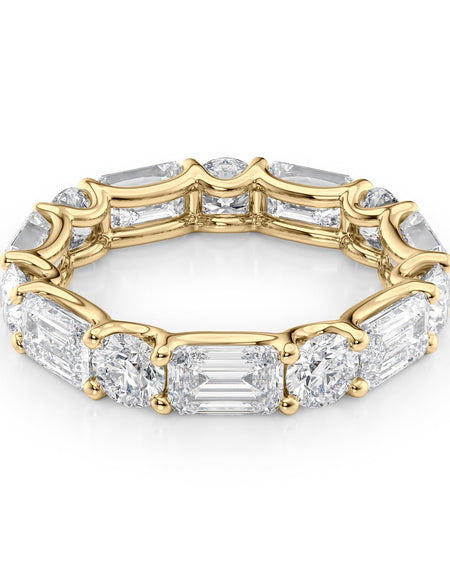 5ct Alternating Emerald and Round U Prong Eternity YG