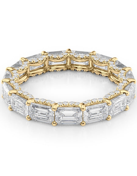 4.8ct East West Emerald U Pave Prong Eternity YG